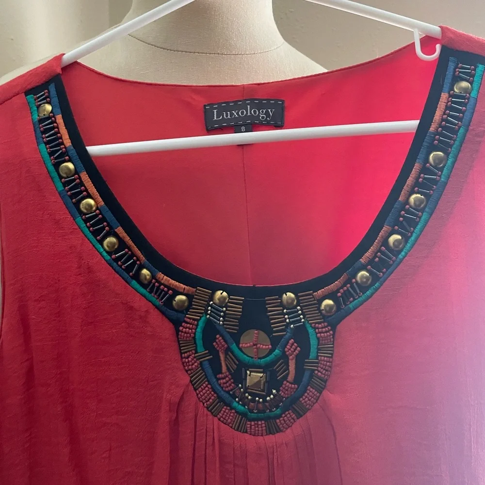 Luxology Red Embellished Top - Picture 2 of 2